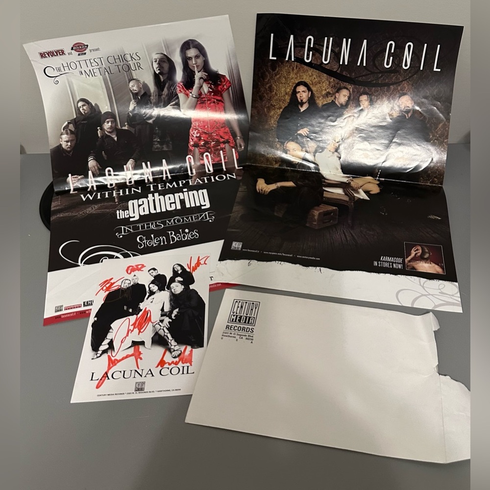 Lacuna Coil Band Posters Set and autographed picture RARE